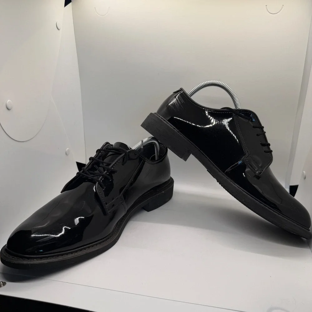 Altama Men Black Patent Leather Military Dress Shoes Oxford 8 D 8430-01-434-6114